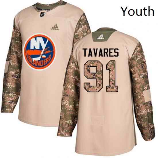 Youth Adidas New York Islanders 91 John Tavares Authentic Camo Veterans Day Practice NHL Jersey